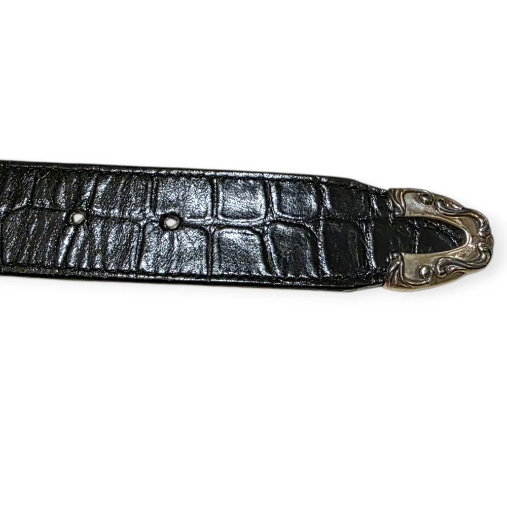 Brighton Black Belt With Silver Embossed Buckle And Detailing